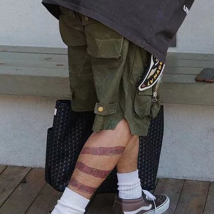 Hip Hop Y2K Streetwear Cargo Shorts Multi Pockets Tactical Fashion Man Shorts Techwear Harajuku 2023 Summer Casual Short Pants