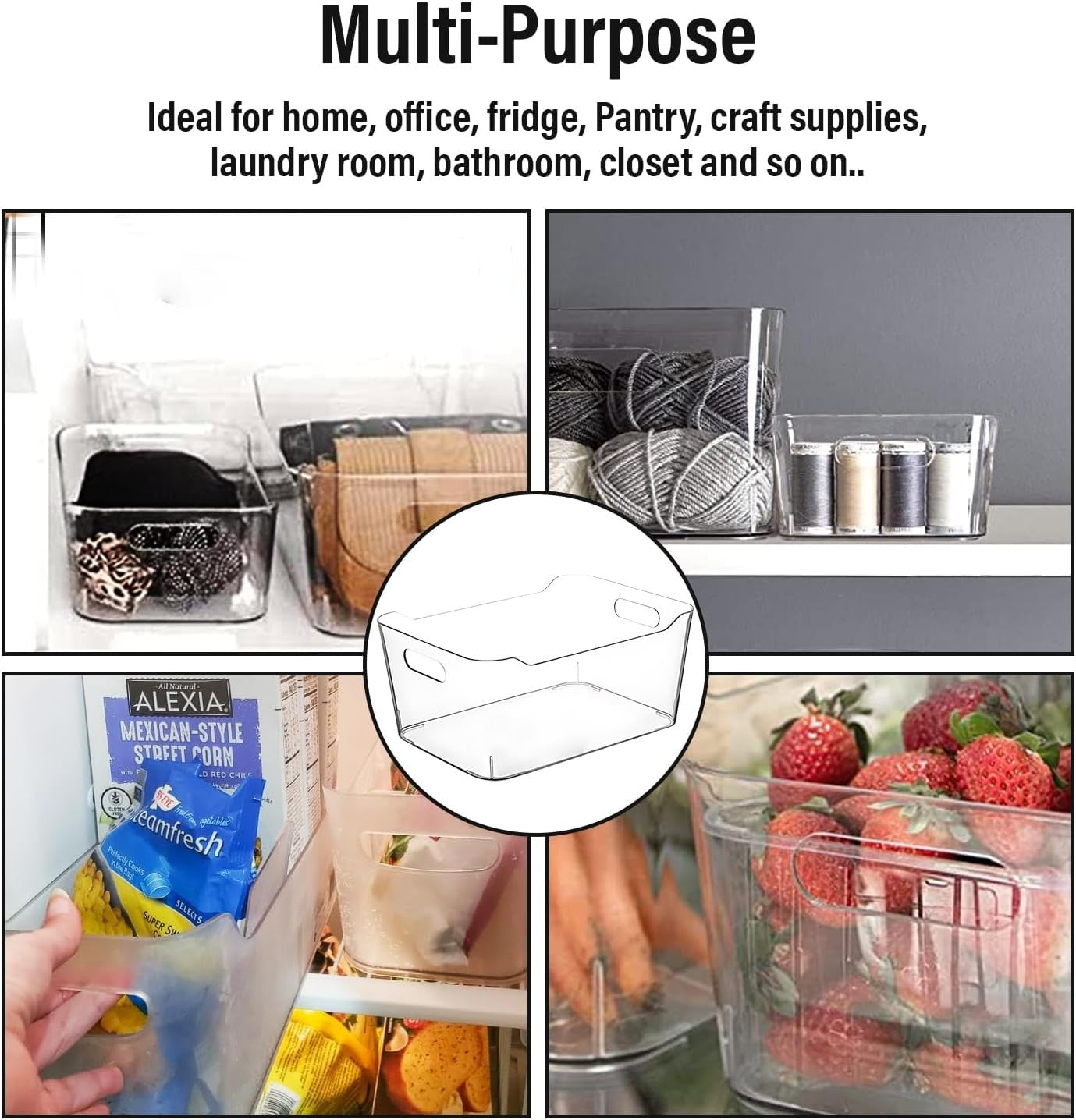 Freezer Storage Bins Pantry Clear Plastic for Kitchen Organization Organizers