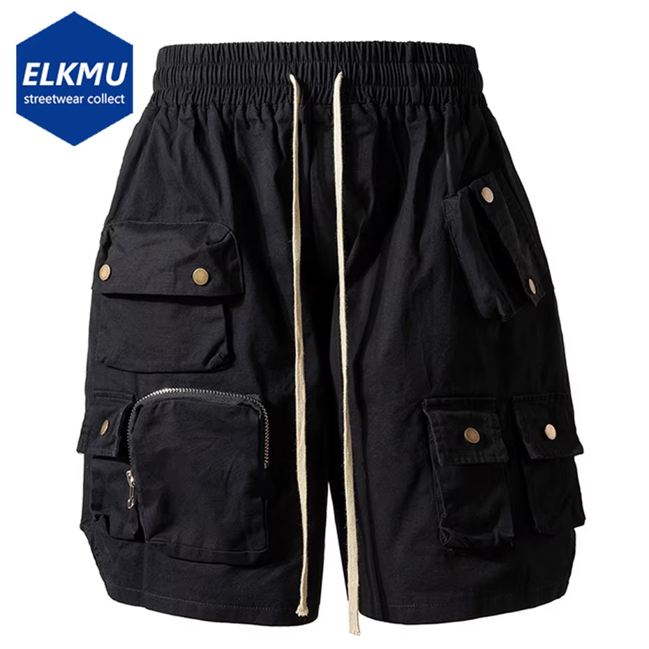 Hip Hop Y2K Streetwear Cargo Shorts Multi Pockets Tactical Fashion Man Shorts Techwear Harajuku 2023 Summer Casual Short Pants
