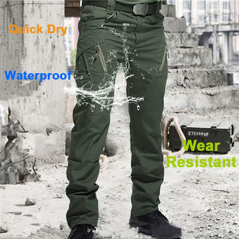 Summer Men'S Tactical Cargo Pants Casual Trousers Multi-Pockets Waterproof Pants Lightweight Quick Dry Outdoor Hiking Trousers