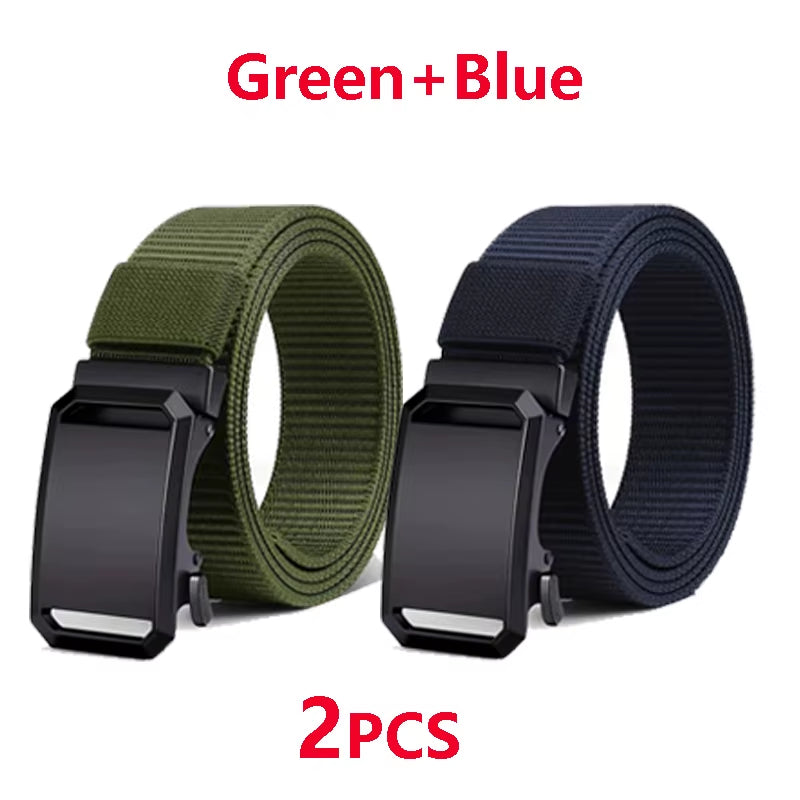 Tactical Waist Belt for Mens Canvas Automatic Buckle Belt Man Durable Casual Outdoor Hunting Adventures Training Pants Belt Golf