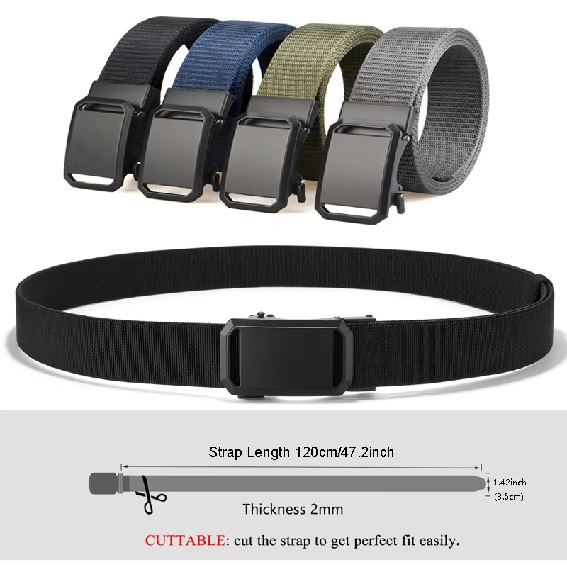 Tactical Waist Belt for Mens Canvas Automatic Buckle Belt Man Durable Casual Outdoor Hunting Adventures Training Pants Belt Golf