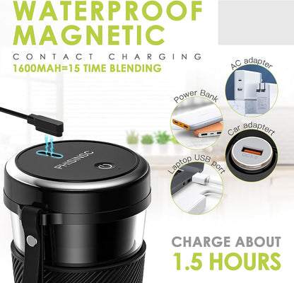 Portable Blender,  Personal Size Blender for Smoothies, Juice and Shakes, 12Oz USB Rechargeable Juice Blender Bottles, 60W Strong Power Travel Mini Blender for Sports, Travel, Outdoors