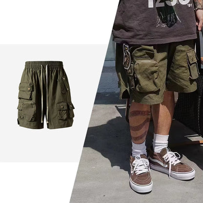 Hip Hop Y2K Streetwear Cargo Shorts Multi Pockets Tactical Fashion Man Shorts Techwear Harajuku 2023 Summer Casual Short Pants
