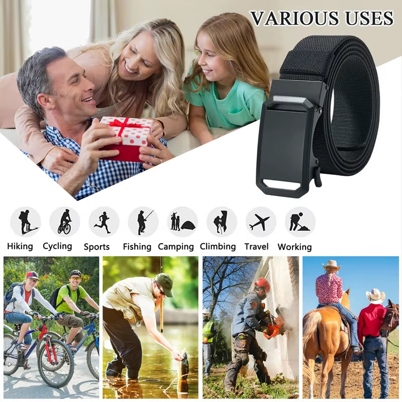 Tactical Waist Belt for Mens Canvas Automatic Buckle Belt Man Durable Casual Outdoor Hunting Adventures Training Pants Belt Golf