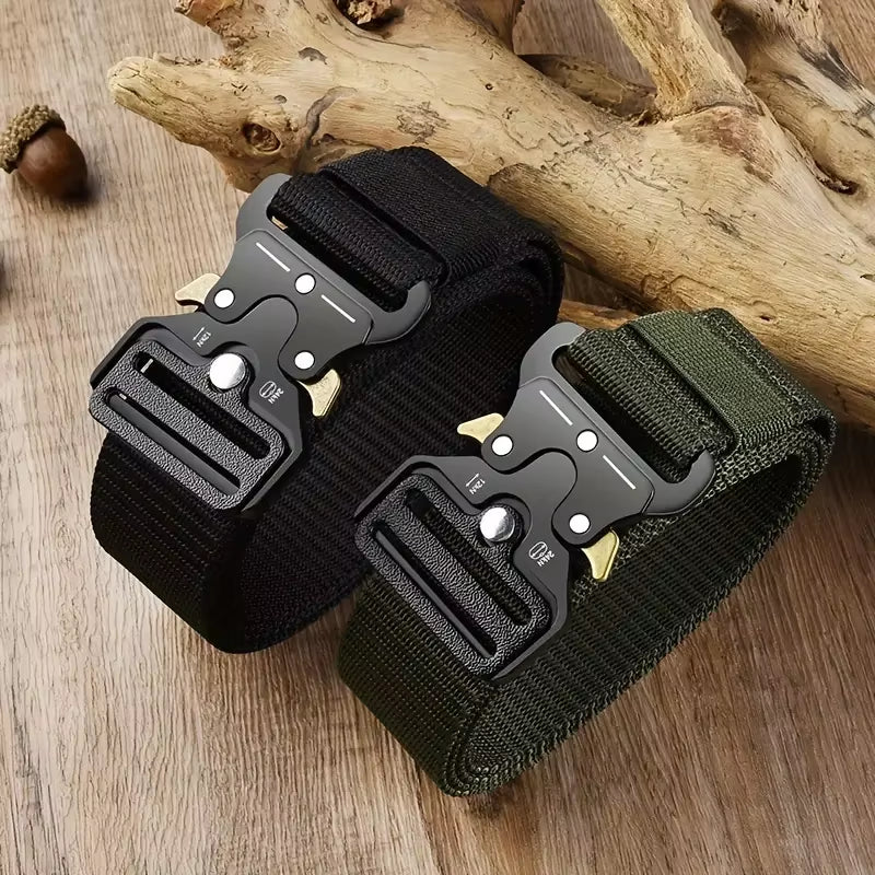 2PC Adjustable Unisex Canvas Nylon Tactical Belt with Plastic Buckle for Women & Men Casual Jeans Pants
