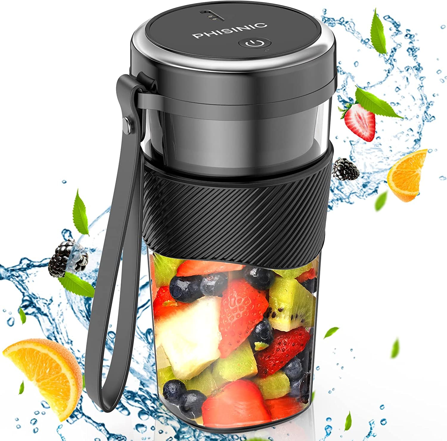 Portable Blender,  Personal Size Blender for Smoothies, Juice and Shakes, 12Oz USB Rechargeable Juice Blender Bottles, 60W Strong Power Travel Mini Blender for Sports, Travel, Outdoors
