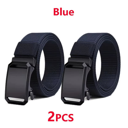 Tactical Waist Belt for Mens Canvas Automatic Buckle Belt Man Durable Casual Outdoor Hunting Adventures Training Pants Belt Golf