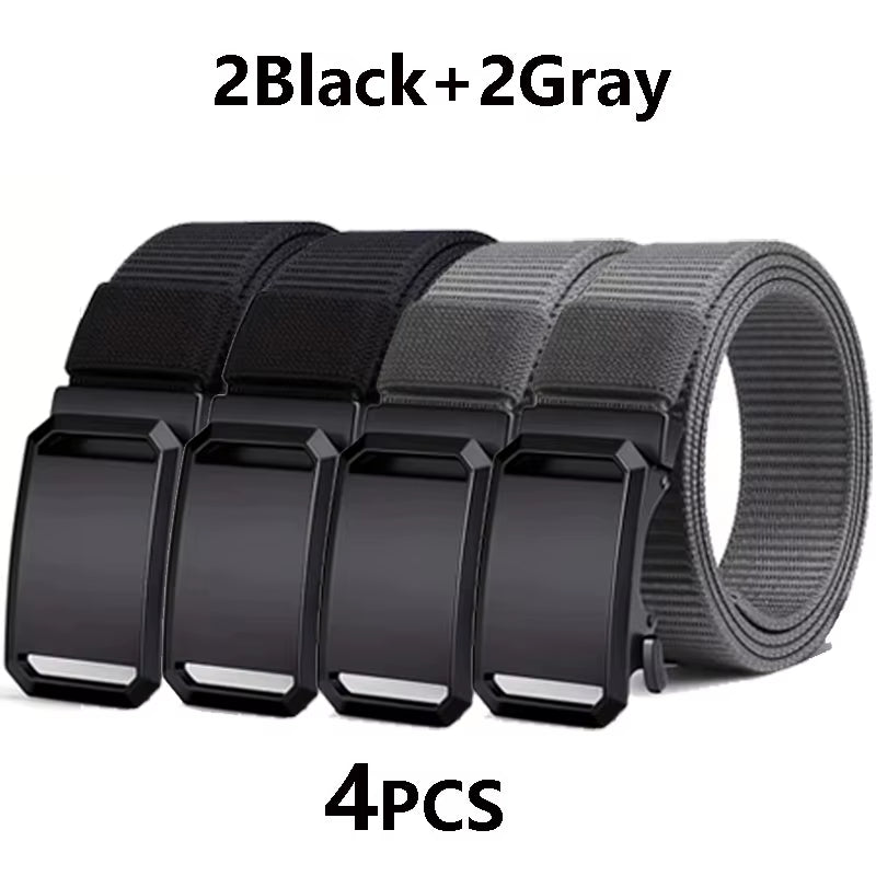 Tactical Waist Belt for Mens Canvas Automatic Buckle Belt Man Durable Casual Outdoor Hunting Adventures Training Pants Belt Golf