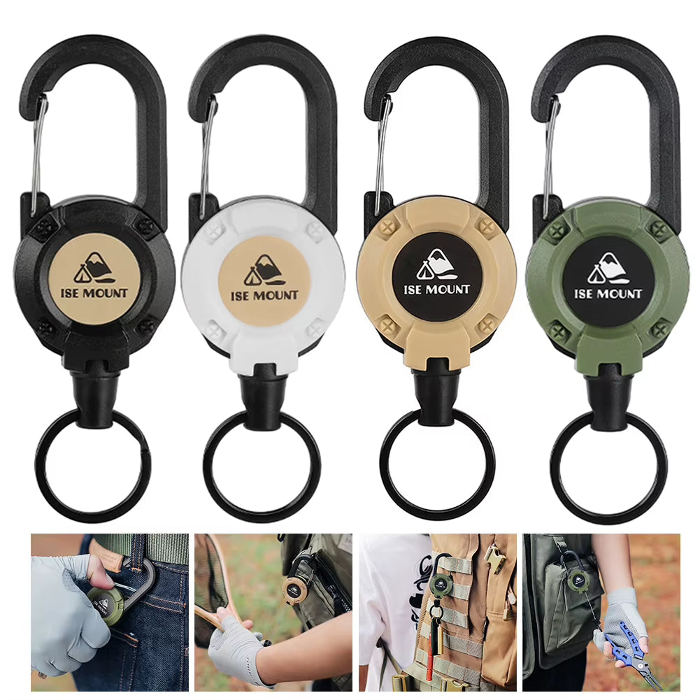 Anti-Lost Retractable Buckle with Steel Wire Rope Anti-Theft Buckle Durable Outdoor Climbing Tools