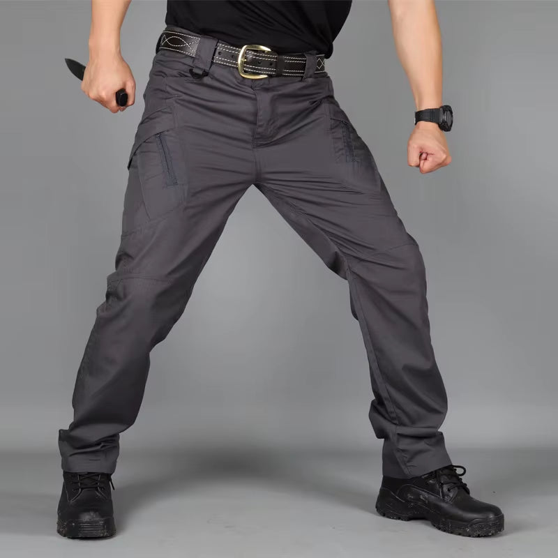 Summer Men'S Tactical Cargo Pants Casual Trousers Multi-Pockets Waterproof Pants Lightweight Quick Dry Outdoor Hiking Trousers