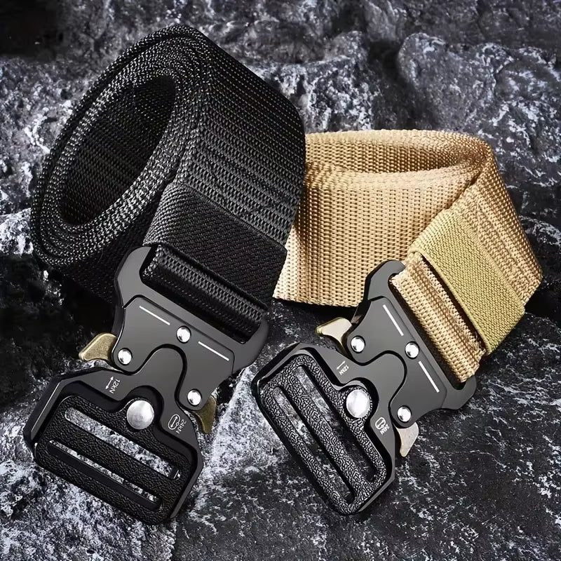 2PC Adjustable Unisex Canvas Nylon Tactical Belt with Plastic Buckle for Women & Men Casual Jeans Pants