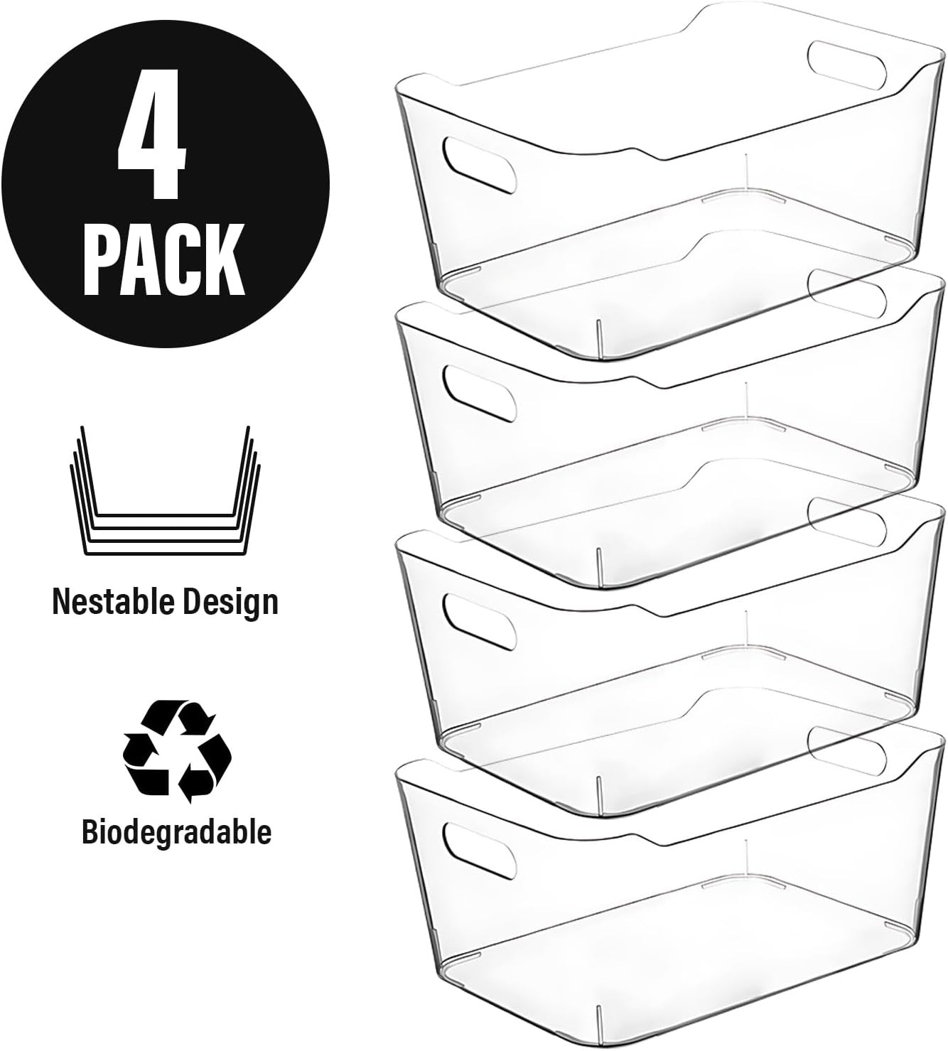 Freezer Storage Bins Pantry Clear Plastic for Kitchen Organization Organizers