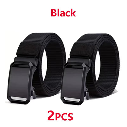 Tactical Waist Belt for Mens Canvas Automatic Buckle Belt Man Durable Casual Outdoor Hunting Adventures Training Pants Belt Golf