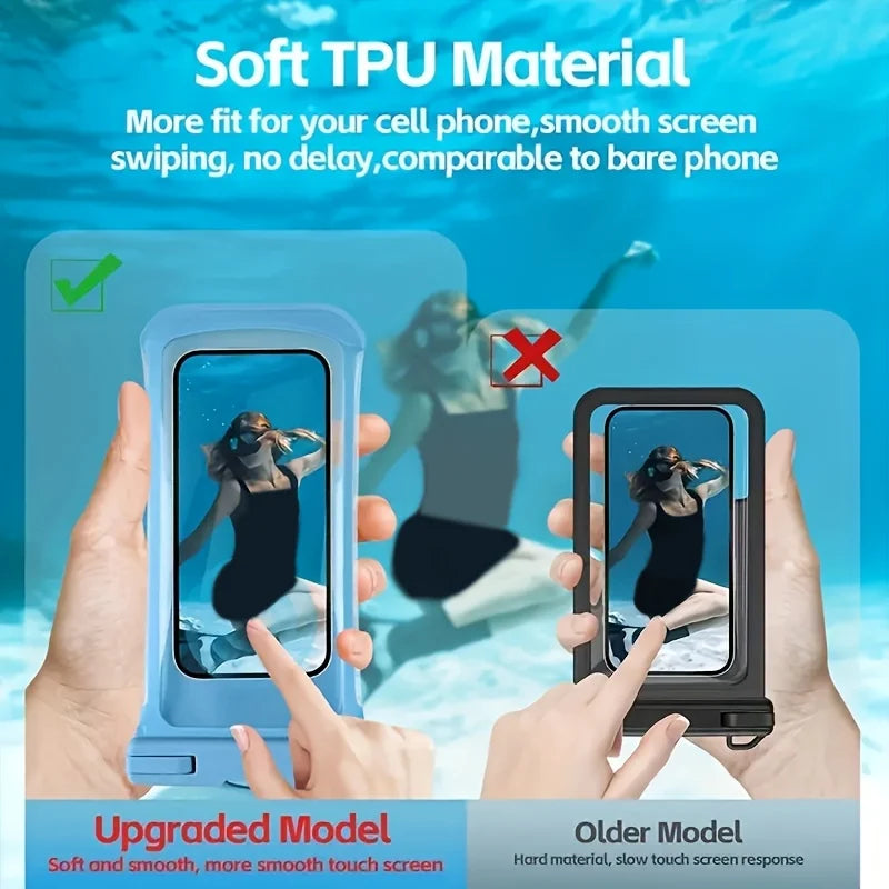 4-compartment Waterproof Phone Pouch 3D Design Thick Case-Friendly Transparent Plastic Dry Bag  Strap Waterresistant Phone Bag