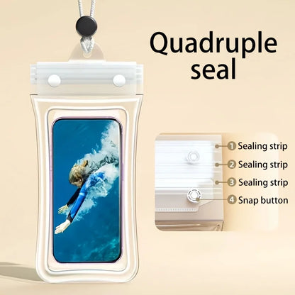 4-compartment Waterproof Phone Pouch 3D Design Thick Case-Friendly Transparent Plastic Dry Bag  Strap Waterresistant Phone Bag