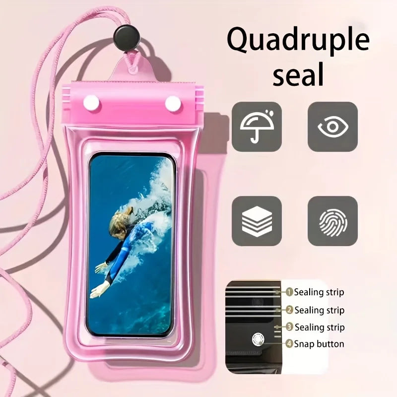 4-compartment Waterproof Phone Pouch 3D Design Thick Case-Friendly Transparent Plastic Dry Bag  Strap Waterresistant Phone Bag