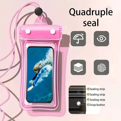 4-compartment Waterproof Phone Pouch 3D Design Thick Case-Friendly Transparent Plastic Dry Bag  Strap Waterresistant Phone Bag