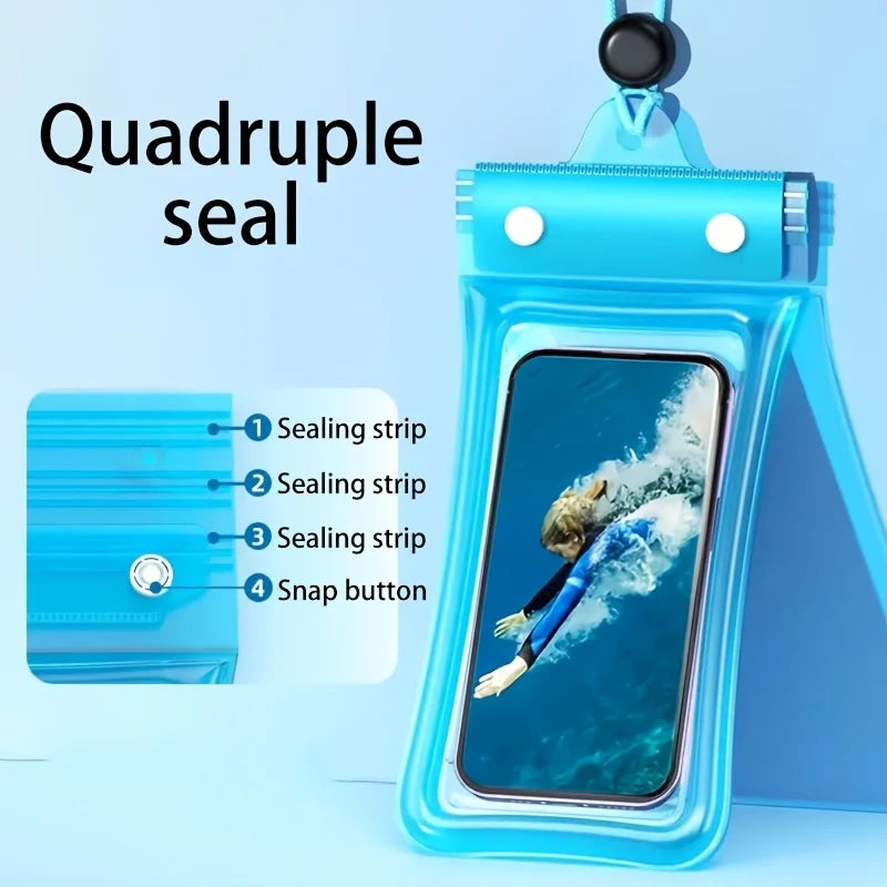 4-compartment Waterproof Phone Pouch 3D Design Thick Case-Friendly Transparent Plastic Dry Bag  Strap Waterresistant Phone Bag