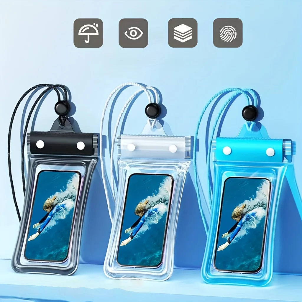 4-compartment Waterproof Phone Pouch 3D Design Thick Case-Friendly Transparent Plastic Dry Bag  Strap Waterresistant Phone Bag