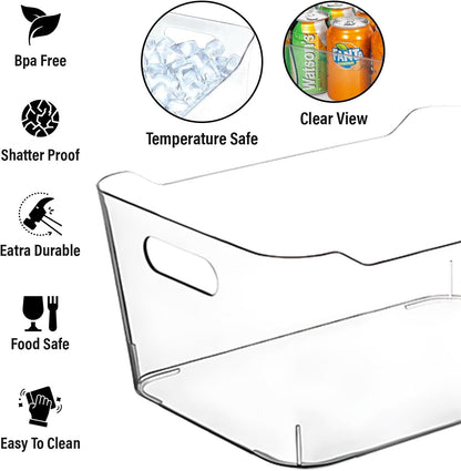Freezer Storage Bins Pantry Clear Plastic for Kitchen Organization Organizers