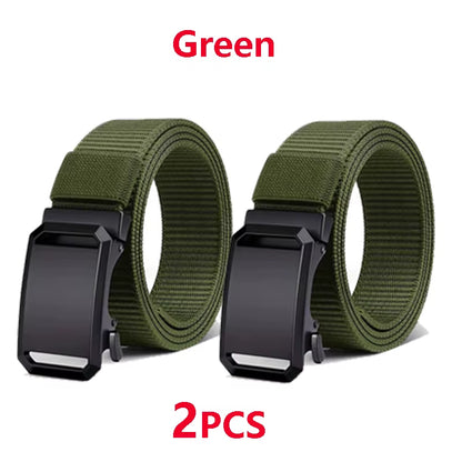 Tactical Waist Belt for Mens Canvas Automatic Buckle Belt Man Durable Casual Outdoor Hunting Adventures Training Pants Belt Golf