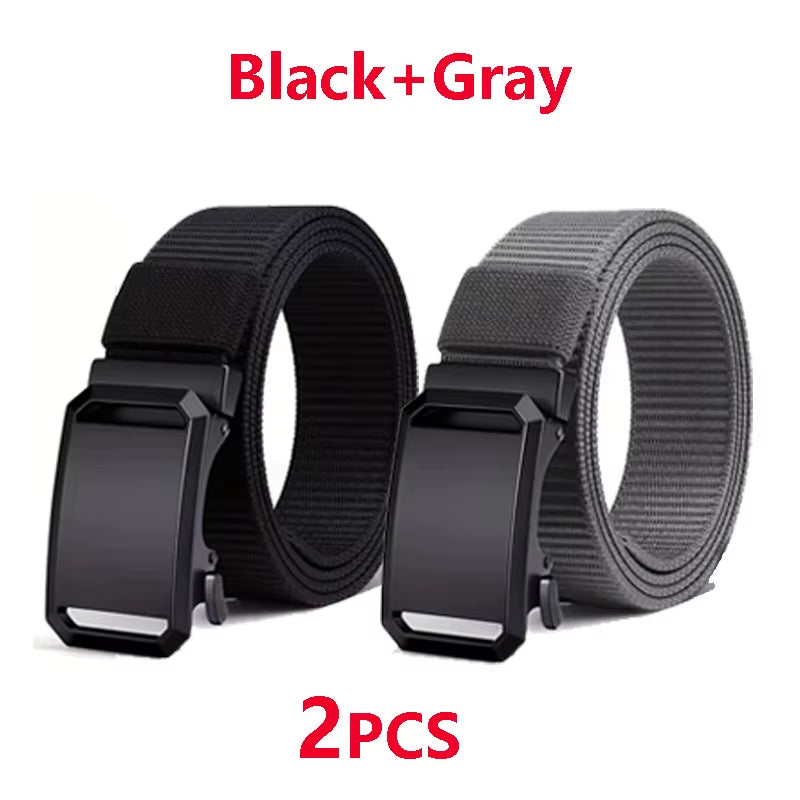 Tactical Waist Belt for Mens Canvas Automatic Buckle Belt Man Durable Casual Outdoor Hunting Adventures Training Pants Belt Golf