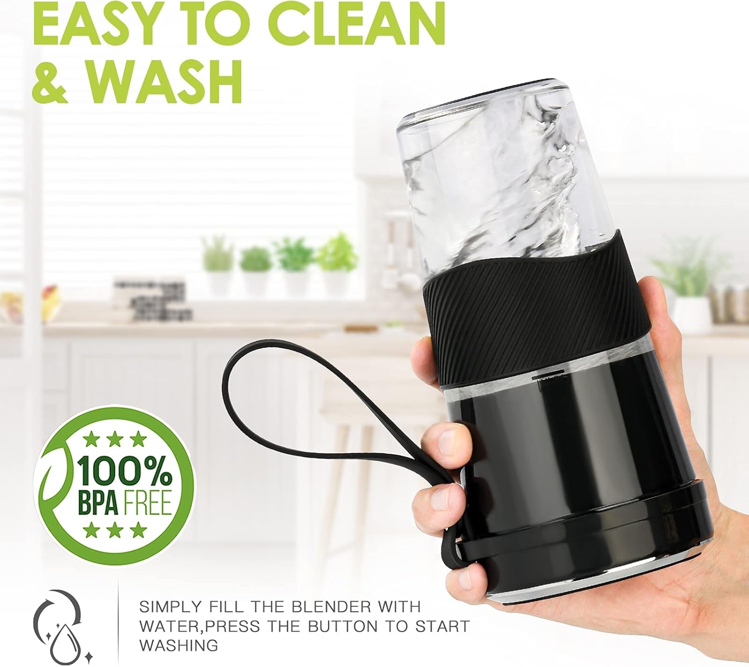 Portable Blender,  Personal Size Blender for Smoothies, Juice and Shakes, 12Oz USB Rechargeable Juice Blender Bottles, 60W Strong Power Travel Mini Blender for Sports, Travel, Outdoors