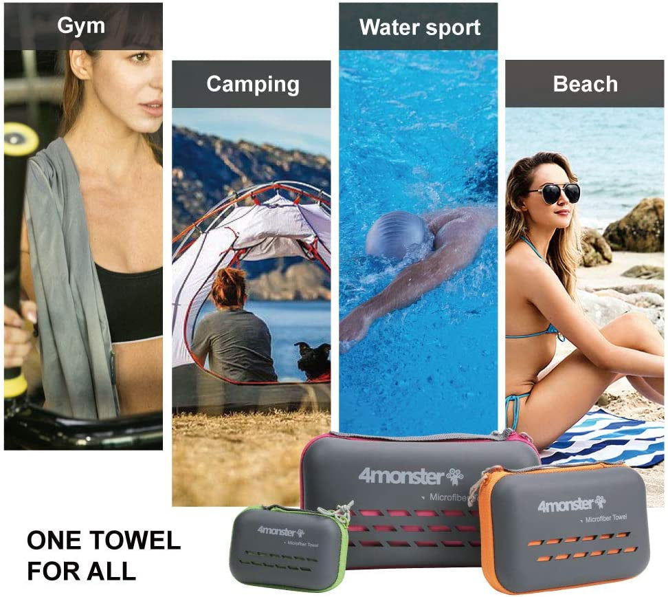 Camping Towels Super Absorbent, Fast Drying Microfiber Travel Towel, Quick Dry Ultra Soft Compact Gym Towel for Swimming Beach Hiking Yoga Travel Sports Backpack (20.00" X 12.00", Purple)