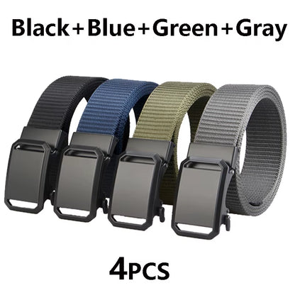 Tactical Waist Belt for Mens Canvas Automatic Buckle Belt Man Durable Casual Outdoor Hunting Adventures Training Pants Belt Golf